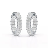 Emerald Cut Lab Diamond Hoop Earrings